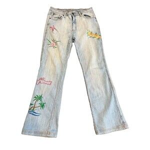 Vintage Crest Jeans Womens 15/16 Jeans Embroidered Hawaii Design Light Wash Y2K